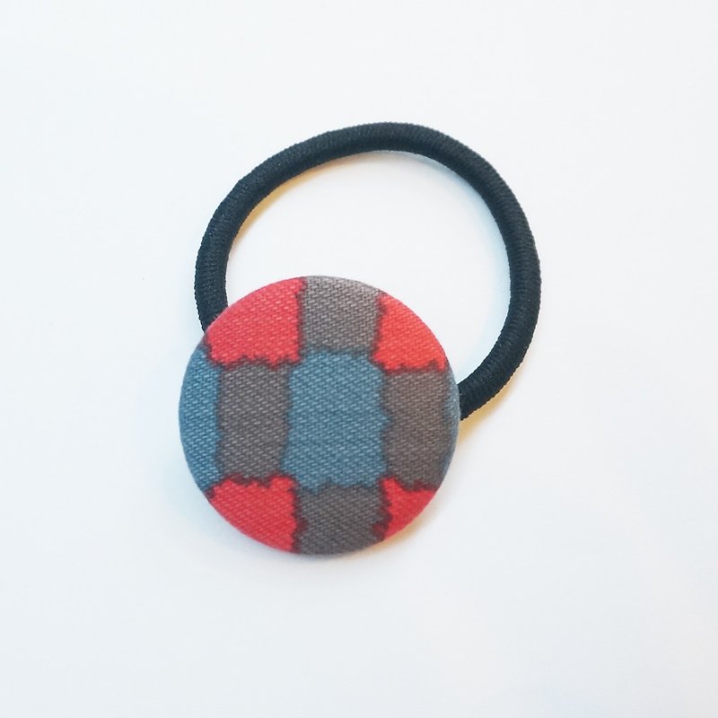 Sienna bag button elastic black hair ring black bracelet - เครื่องประดับผม - ผ้าฝ้าย/ผ้าลินิน สีเทา