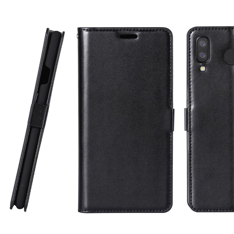CASE SHOP Galaxy A8 star magnetic buckle side holster leather case - black (4716779660128) - Phone Cases - Faux Leather Black