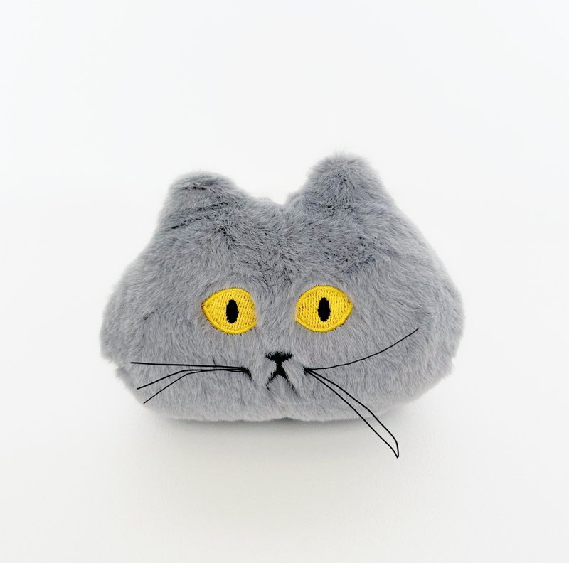 【CINDY CHIEN】Gray Cat Elf Plush Pendant - พวงกุญแจ - วัสดุอื่นๆ 