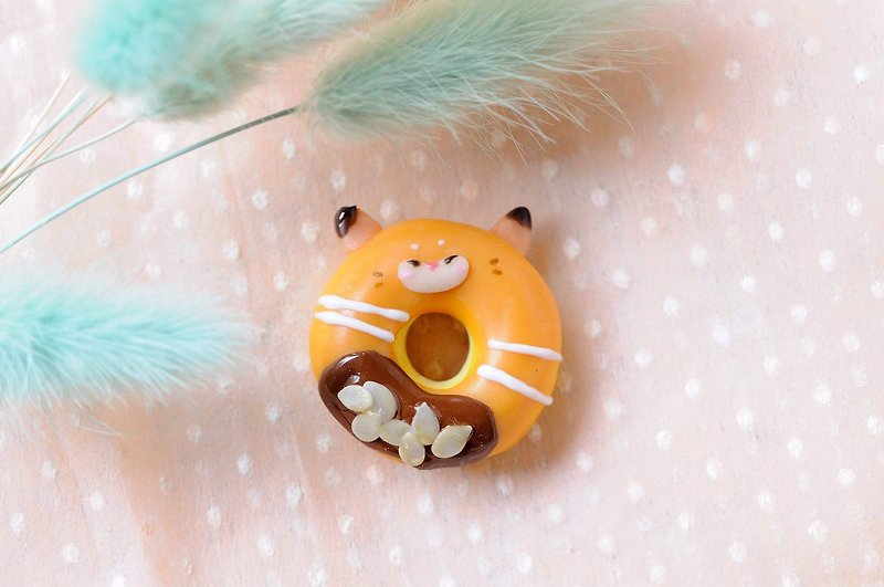 :│Sweet Dream│:Mini Donuts+cute little fox+key ring/dust plug/bag ornaments/gift - ที่ห้อยกุญแจ - ดินเหนียว สีส้ม