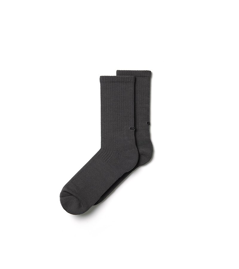 Moon Grey - Essential Crew Casual Socks - ถุงเท้า - ผ้าฝ้าย/ผ้าลินิน สีเทา