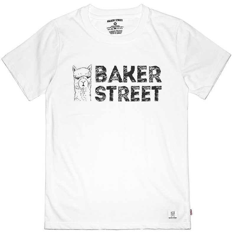【英國 Baker Street 貝克街】中性版 - 純棉短袖T - 羊駝文字A款 - T 恤 - 棉．麻 