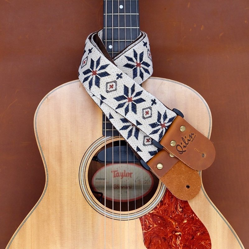 White Woven Guitar Strap - Guitars & Music Instruments - Genuine Leather White