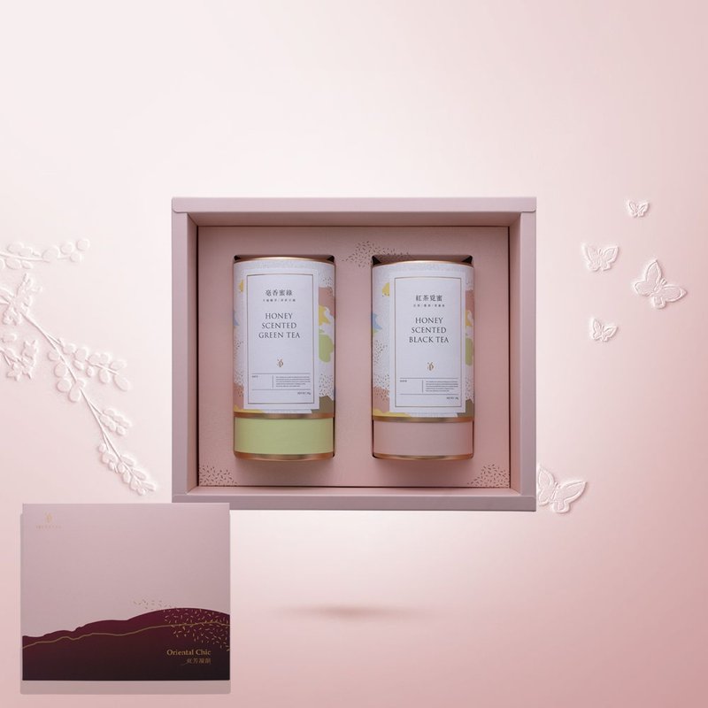【快速出貨】新春禮盒-花蓮舞鶴蜜香紅茶NO.1484+蜜香綠茶NO.1330 - 茶葉/茶包/水果茶 - 新鮮食材 粉紅色