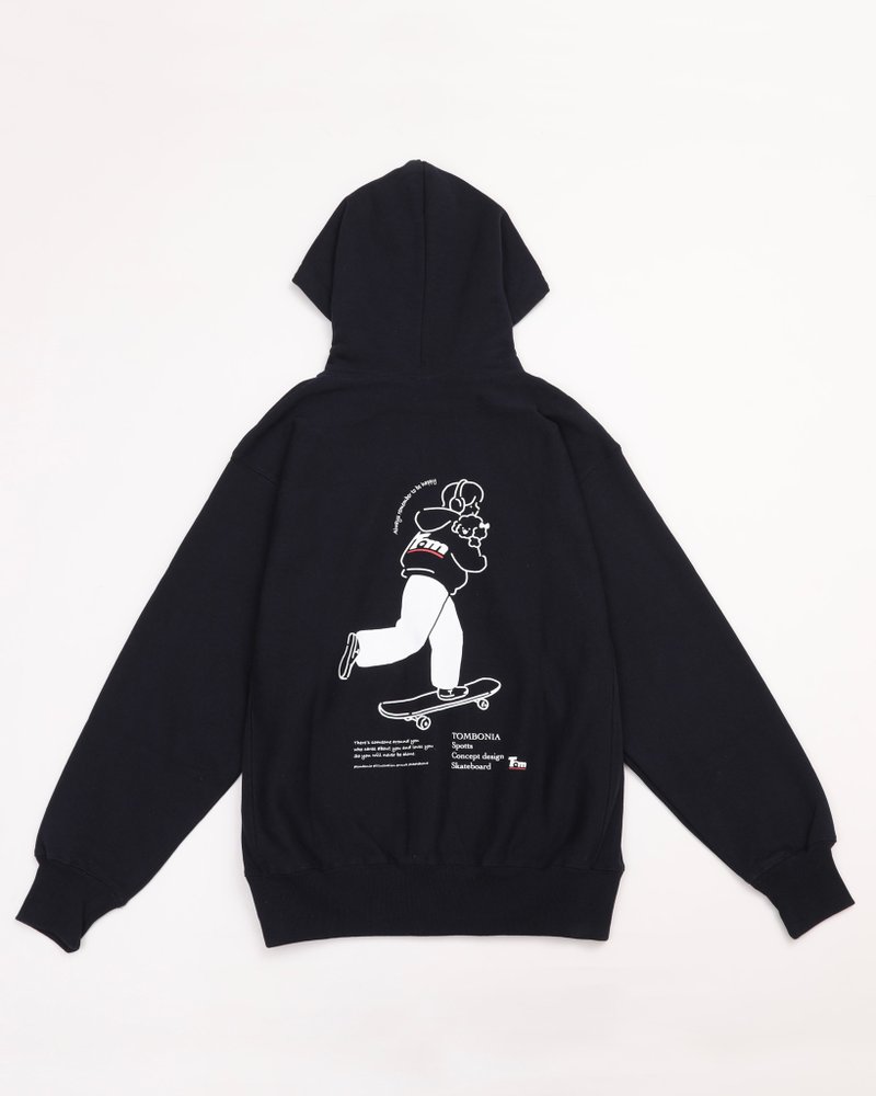 Skater Boy Zip Hoodie Navy - 帽T/大學T - 棉．麻 藍色