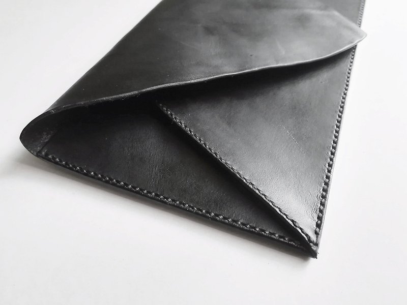 Black Envelope Clutch Bag - Simple Minimalist Chic Clutch - Other - Genuine Leather Black