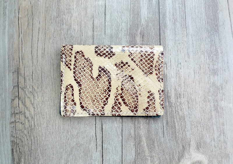 Misssheep - Leather (Embossed Snakeskin) Simple Handmade Leather Card Holder - กระเป๋าสตางค์ - หนังแท้ 
