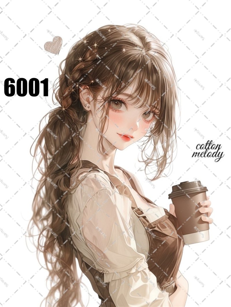 original sticker no.6001 人物ステッカー オリジナルステッカー 人物ステッカー 女の子ステッカー オリジナル人物ステッカー - 貼紙 - 紙 