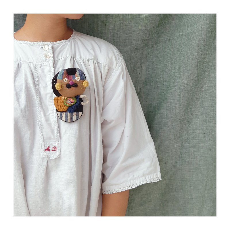 DUNIA handmade / Meow 喵別針- 土貓 - 胸針 - 棉．麻 多色