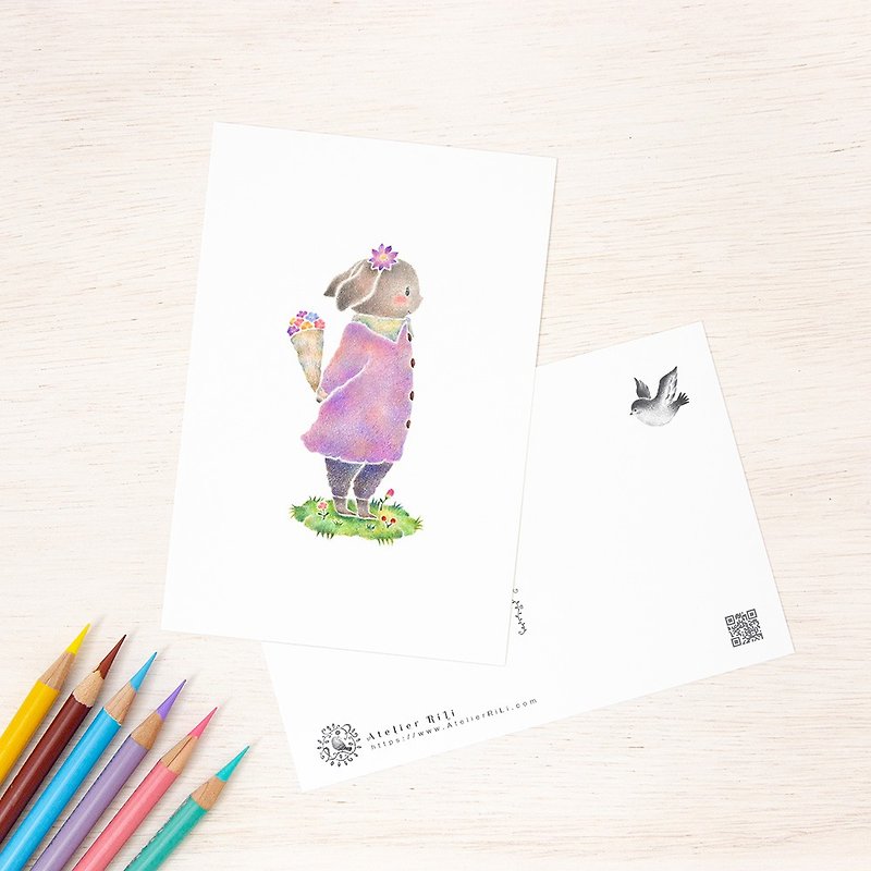 Set of 5 pieces. Like a picture book. Postcard "Rabbit Nini" PC-458 - Cards & Postcards - Paper Multicolor