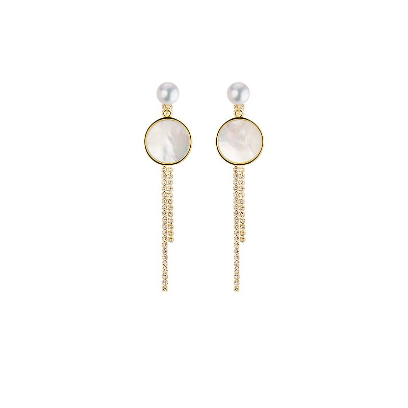 Geometry-Diamond Tassel Earrings-Gold - Earrings & Clip-ons - Pearl Silver