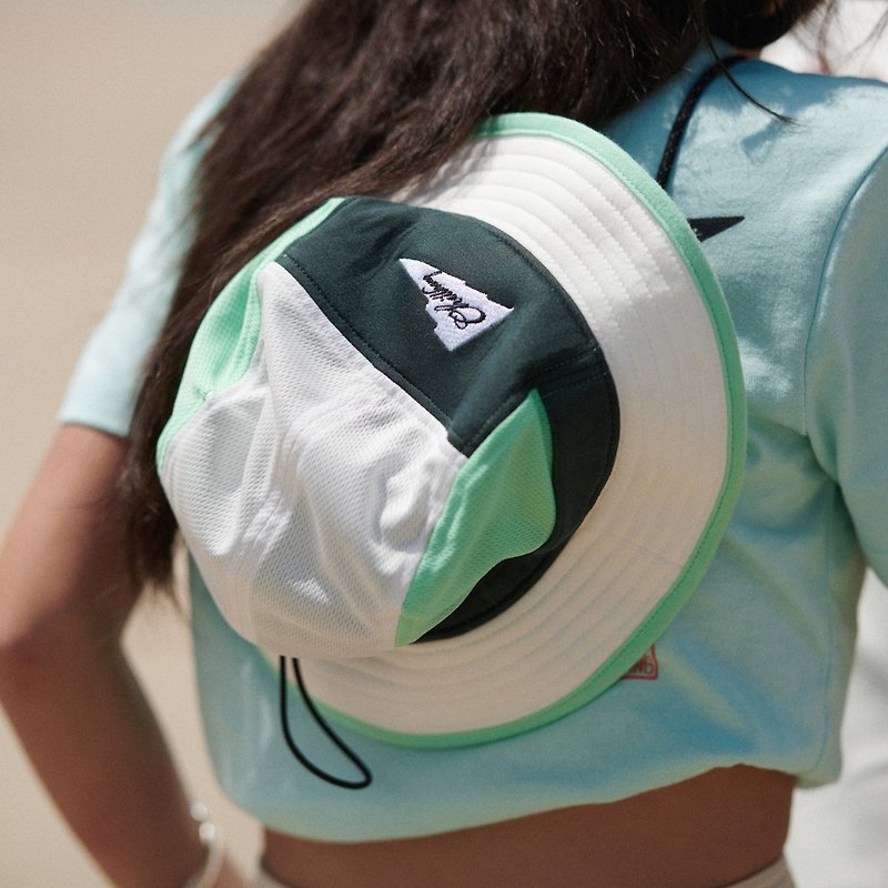 Color matching small surf cap / fisherman hat / wide brim hat - หมวก - เส้นใยสังเคราะห์ สีเขียว