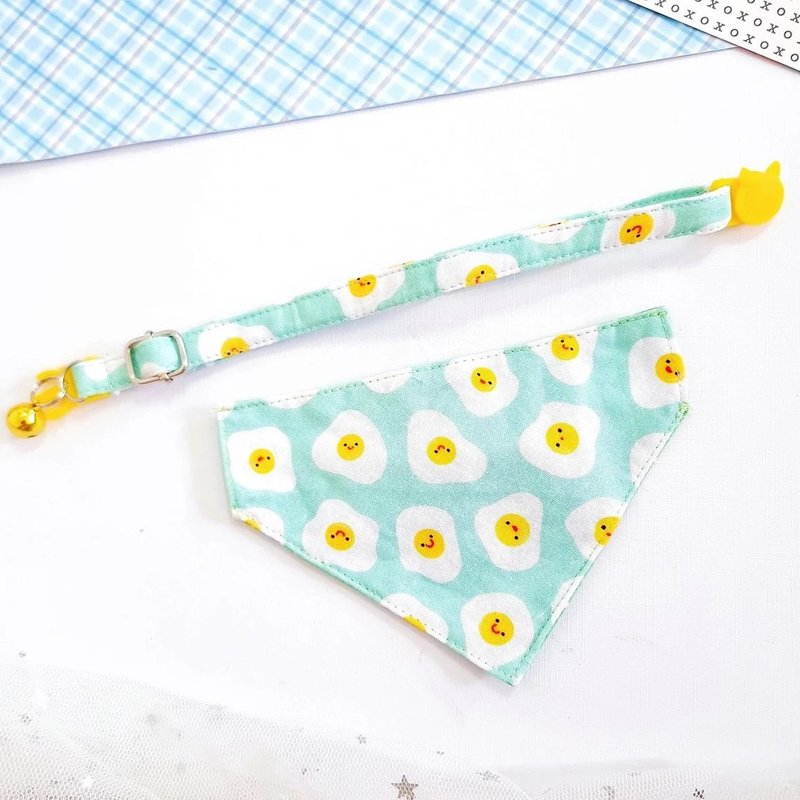 Lovely Fried eggs Bandana Cat Collar with Breakaway Safety Buckle, Dog Collar - Collars & Leashes - Cotton & Hemp Green