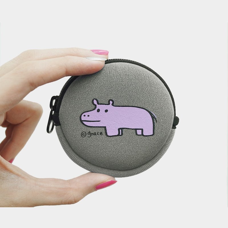 My Little Pets Macaron small coin purse earphone bag | hippopotamus [4 colors] - Headphones & Earbuds Storage - Waterproof Material Gray