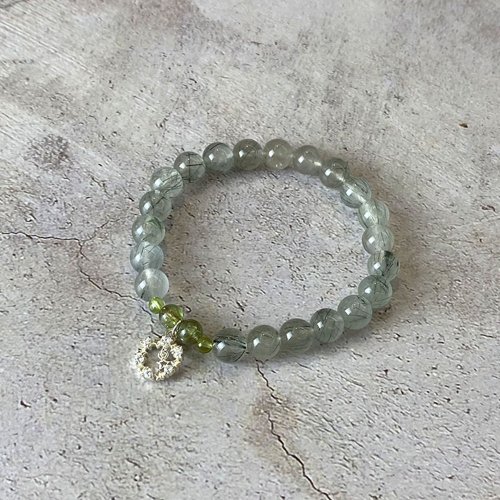 璃珠 RIJU |簡約系列| 綠色的星星圈圈 (S925手環x手鍊x手工製作x客製化。)