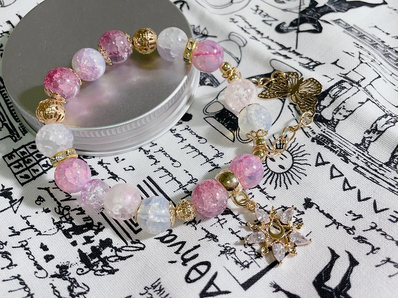 Glazed Beads Jewelry Handmade Goods Bracelet Bracelet Winter Sonata - Bracelets - Glass Pink