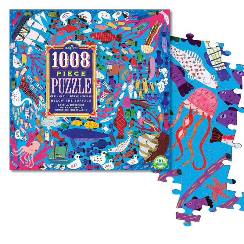 eeBoo 1008-piece family-style jigsaw puzzle – Underwater World Below the surface - Puzzles - Paper Blue