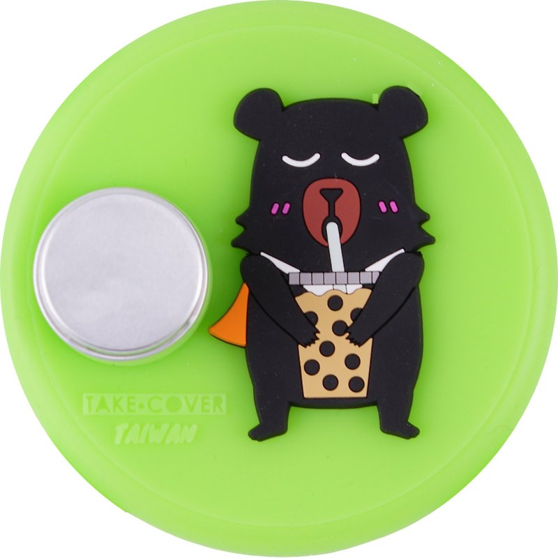 [Take the lid and 2 ice cup lids]-Taiwan Oh Bear drinks milk-themed ice cup lid - Cups - Silicone Multicolor