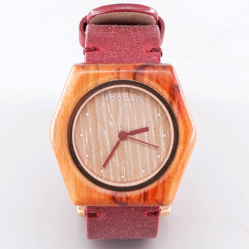 【Idodan】Log Watch-Taiwan Fir Series-Hexagon - Couples' Watches - Wood Brown