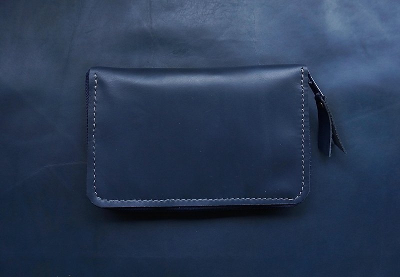 Classic leather passport bag / Clutch (blue) - Passport Holders & Cases - Genuine Leather Blue