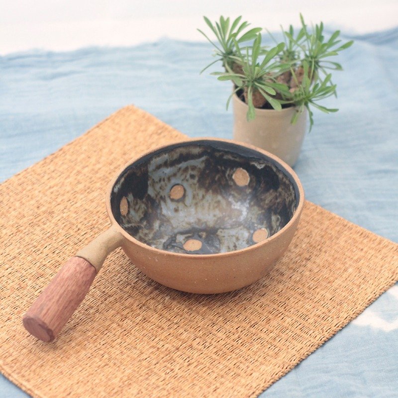 3.2.6. studio: Handmade ceramic tree bowl with wooden handle. - Pottery & Ceramics - Pottery Black