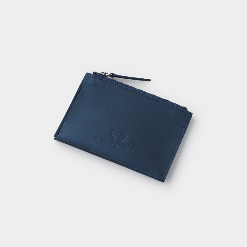 double mini wallet : navy - กระเป๋าสตางค์ - หนังแท้ สีน้ำเงิน