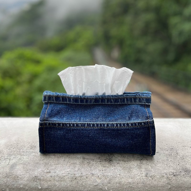 Denim Tissue CASE Upcycling - Tissue Boxes - Cotton & Hemp Blue