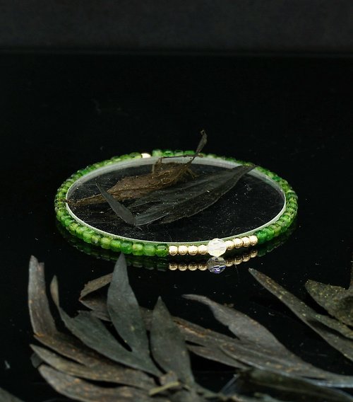 BNA Jewelry 輕奢風 2.5mm 小魔方水晶 綠透輝 14KGF Swarovski 配珠手鍊