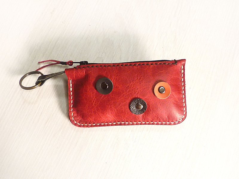 POPO│ Chun Yang Series │ Ice texture. Storage rectangular leather bag │ - ที่ห้อยกุญแจ - หนังแท้ สีแดง