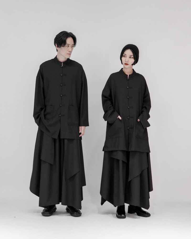 MUKK DESIGN 雙口袋排釦式唐裝 - 其他 - 聚酯纖維 黑色