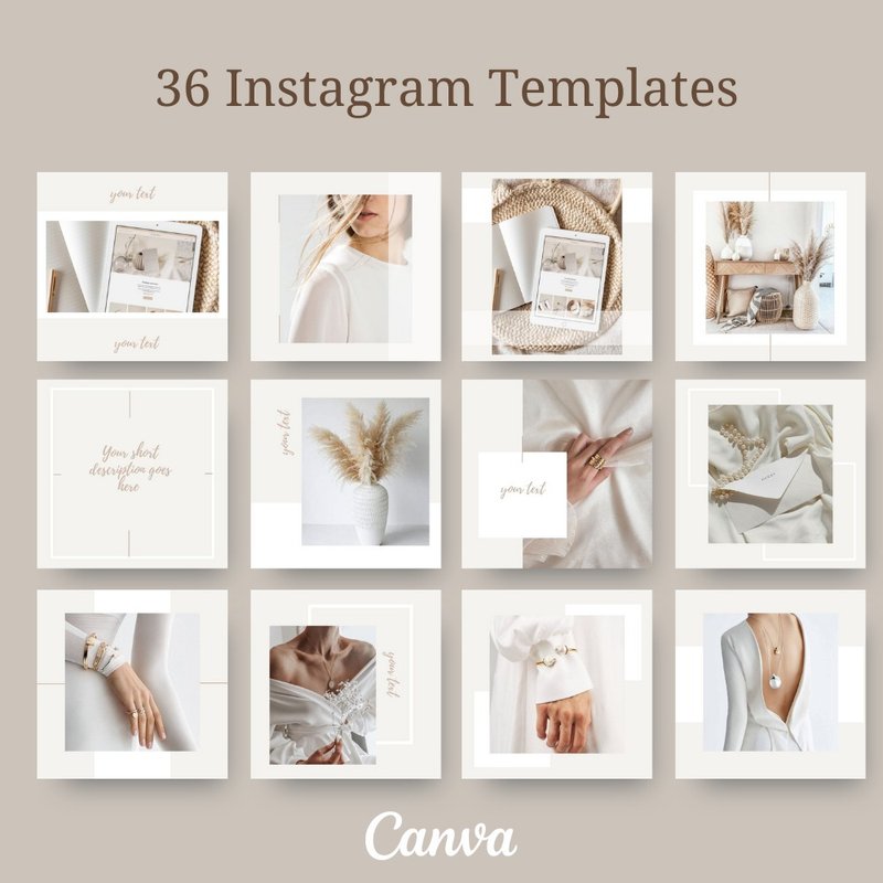 36 Instagram Templates for Canva | Minimalist Instagram template - Notebooks & Journals - Other Materials 