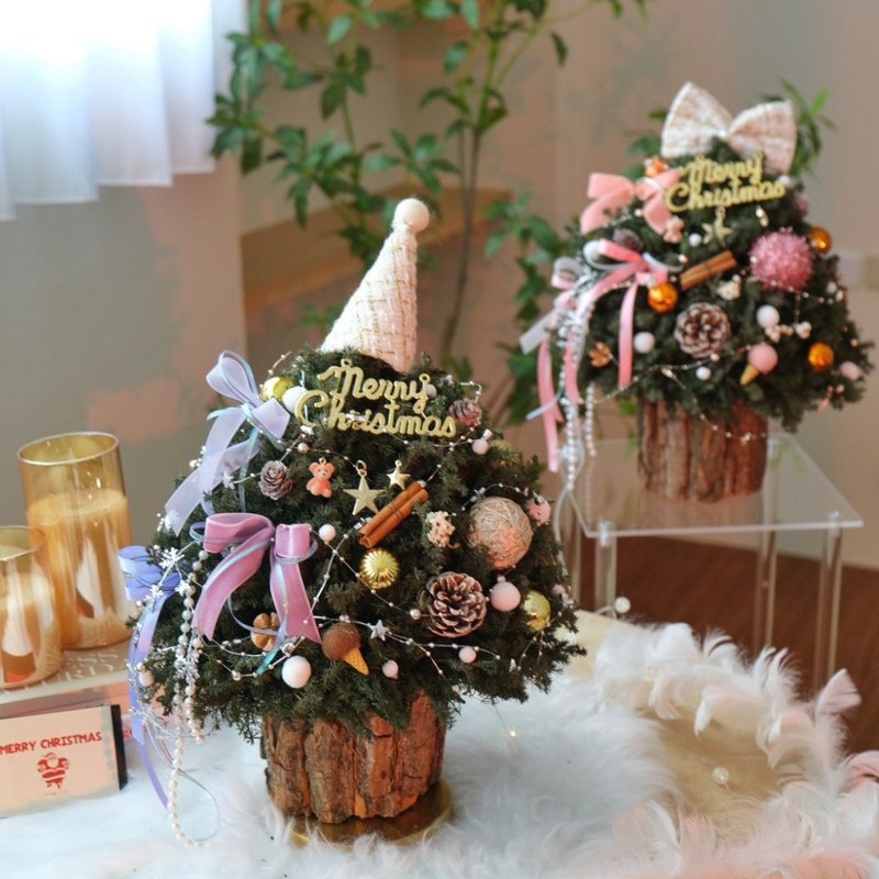 Romantic Bow Purple Bow Preserved Christmas Tree L Christmas Decoration Christmas Gift - ช่อดอกไม้แห้ง - พืช/ดอกไม้ สีม่วง