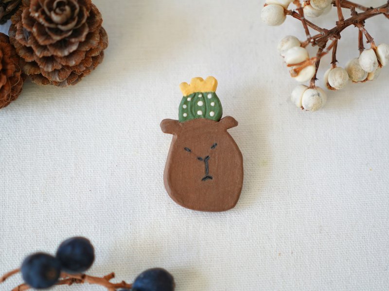 Hood Series·Capybara Pottery Pin Brooch - Badges & Pins - Pottery Brown