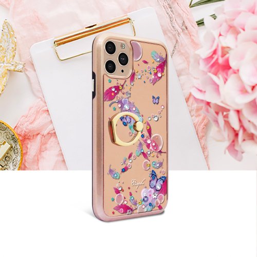 apbs 雅品仕 水晶彩鑽手機殼 iPhone 11 全系列水晶彩鑽全包鏡面指環扣雙料手機殼-夢境之翼