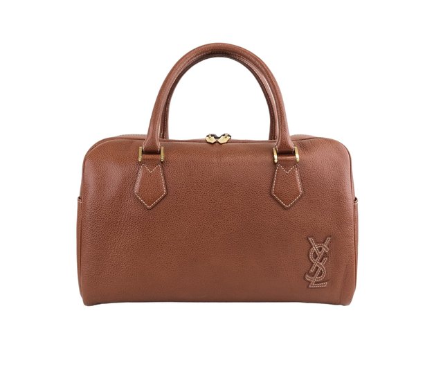 日本直送 名牌中古包 】Yves Saint Laurent イヴ・サンローラン ハンドバッグ ブラウン YSL レザー ステッチ ボストン  vt7xkg - ショップ VintageShop solo トートバッグ・ハンドバッグ - Pinkoi