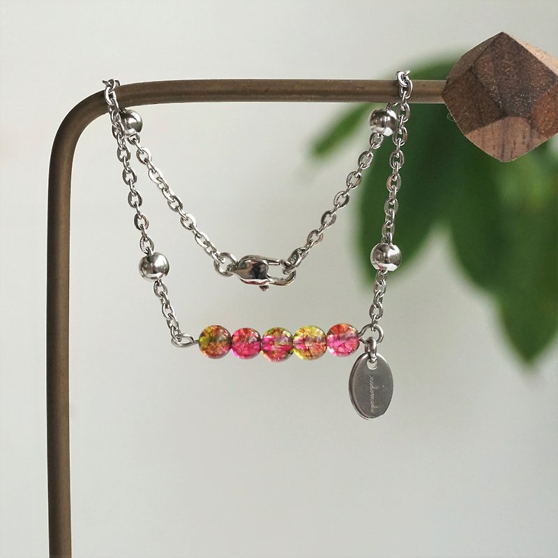 << modomodo birth stone bracelet >> October birth stone - watermelon tourmaline crystal - Bracelets - Crystal Multicolor