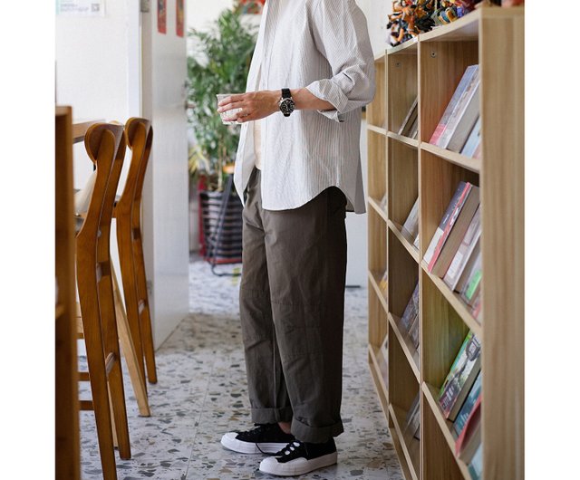 カーキパンツ、作業着、無地メンズワイドパンツ、作業着パンツ