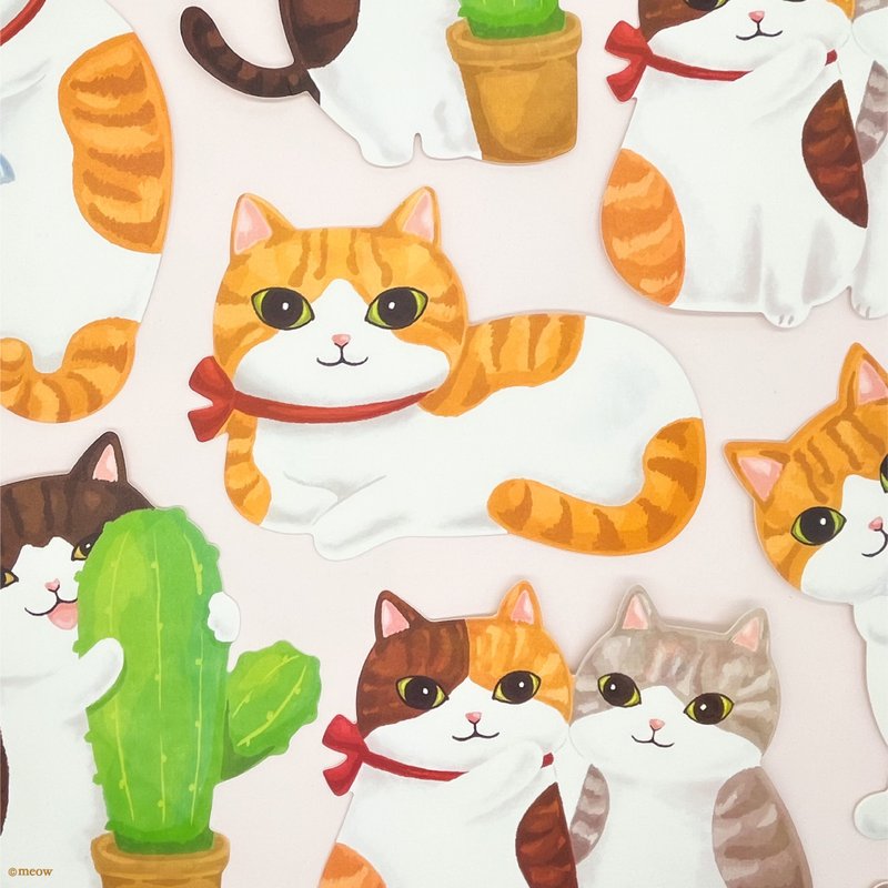 Meow一套4款貓貓造型明信片 - 卡片/明信片 - 紙 多色