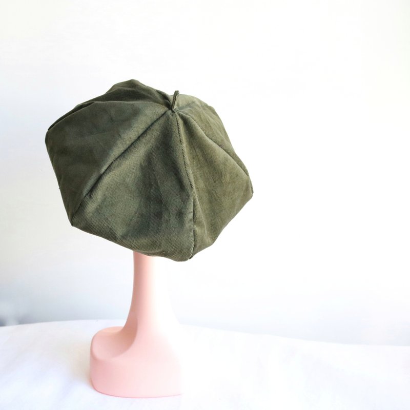 軍綠色 手工雙面六角帽子 畫家帽 - 帽子 - 其他材質 綠色