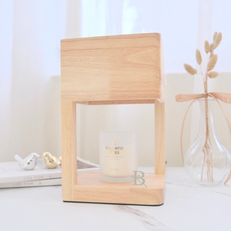 [Customized by laser engraving] French log scented candle melting candle warm lamp - Muji style solid wood style - Fragrances - Wood Khaki