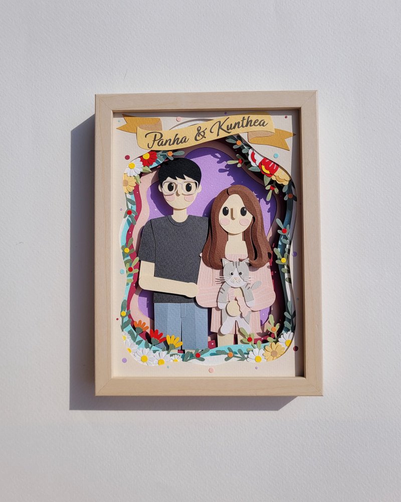 Layered custom papercut frame: couple theme. - 相框/畫框 - 紙 