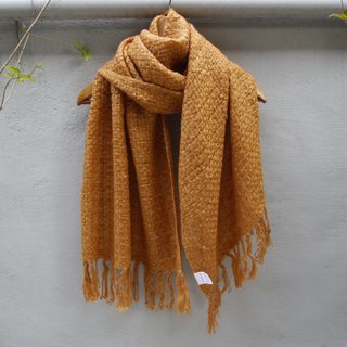 FOAK vintage warm orange sunset openwork knit scarves