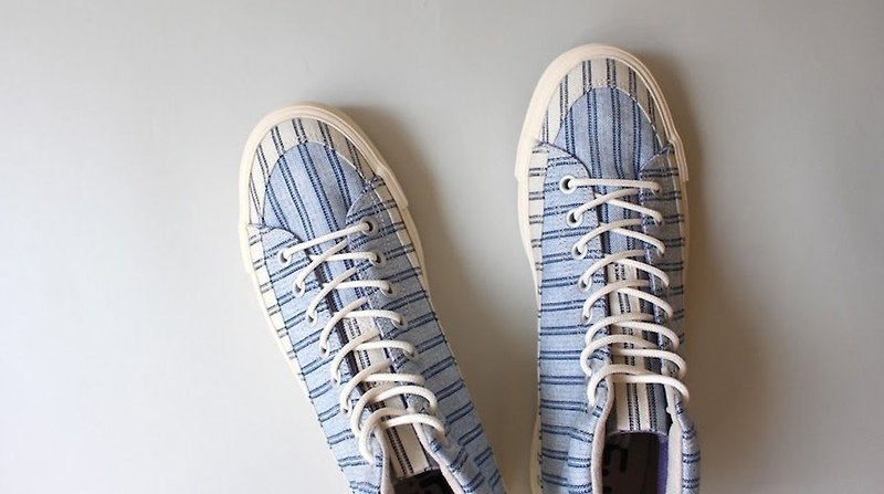【RFW】BAGEL-HI STRIPE - 女款休閒鞋 - 棉．麻 藍色