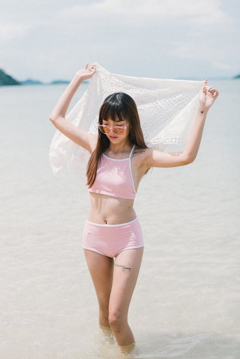 【雙11折扣】游泳衣 Sweet pink - swimwear bikini(SET) - 泳衣/比基尼 - 聚酯纖維 粉紅色