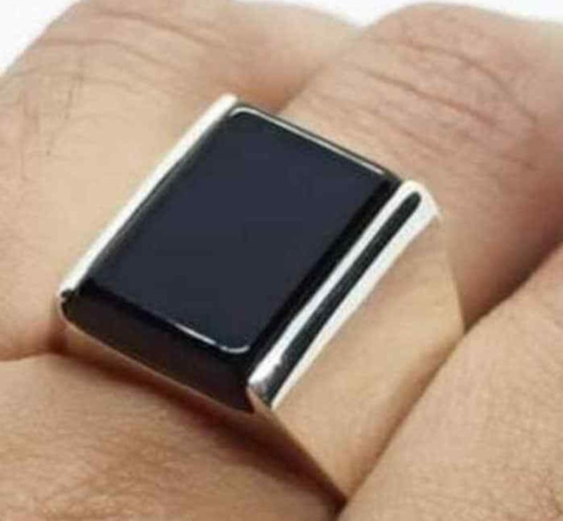 Natural Agate Ring Yemeni Aqeeq Ring Handmade Ring Black Agate Ring unisex ring - 戒指 - 寶石 黑色