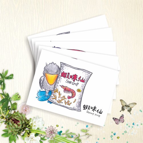 hibeetle甲蟲手繪 【臺灣零食鳥】 明信片 - 寶島食堂J - 5款各1張