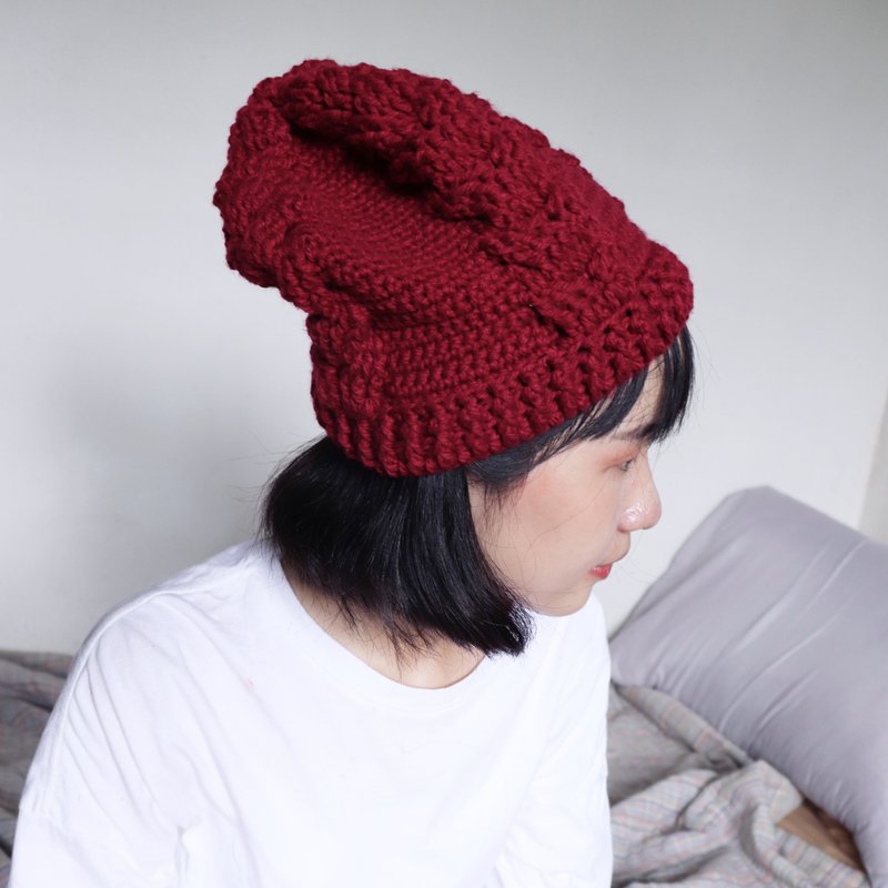 RedCheeks Wool Hat Cap | Yarn Hat | - Red Color - 帽子 - 其他材質 紅色