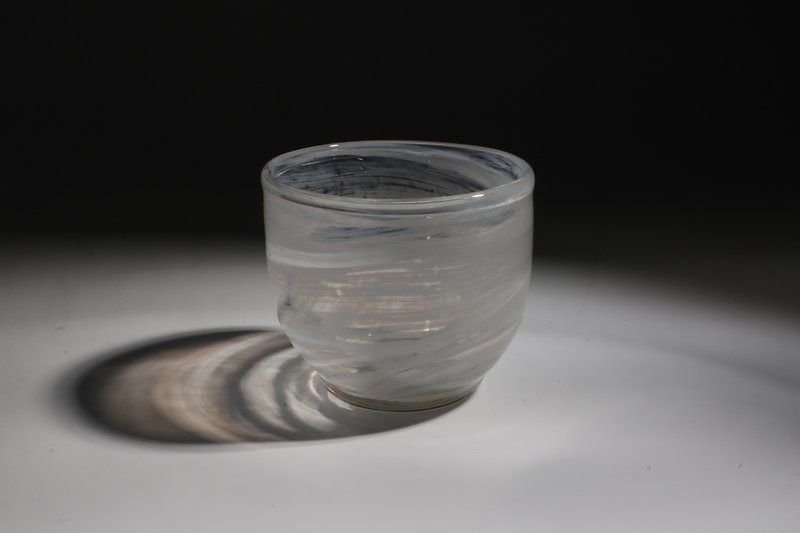 白玉墨紋小碗 - 碗 - 玻璃 白色