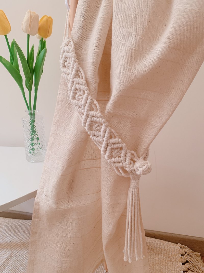 Nordic style woven curtain straps tassel decoration bohemian style braid - Items for Display - Cotton & Hemp White