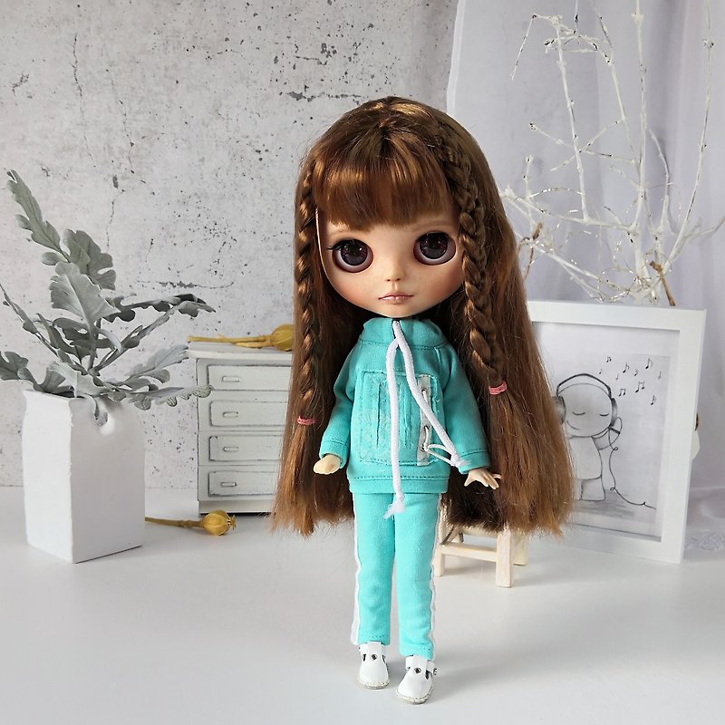Blythe doll outfit, Doll clothes, tracksuit fashion - Stuffed Dolls & Figurines - Cotton & Hemp 